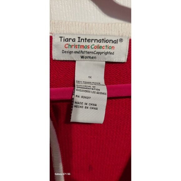 Ugly Christmas Sweater Tiara International Stocking Collection Zip Up 1X Women - Picture 6 of 7